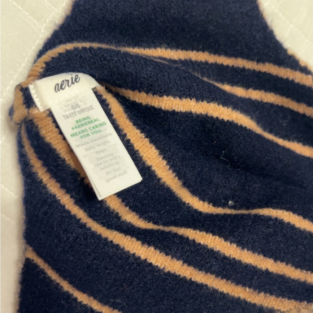 Aerie Striped Beanie Duo - Tan, and Cream - Picture 3 of 6